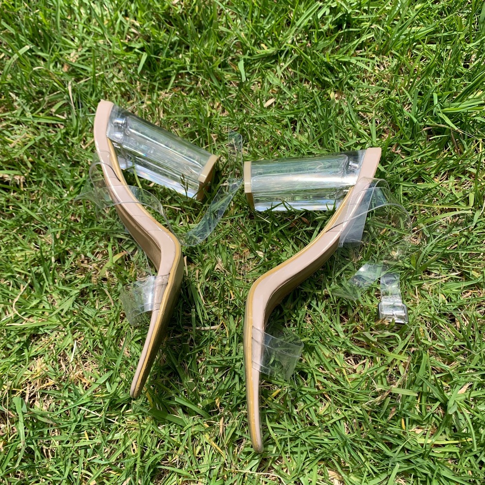 Clear chunky heels